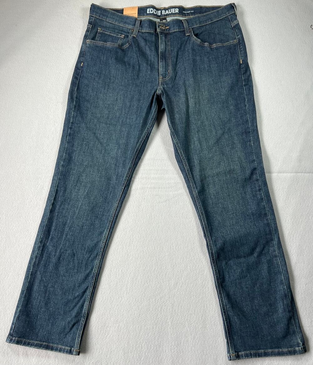 EDDIE BAUER Men's Straight Fit Denim Blue Jeans, Size 40 x 32, New with Tags